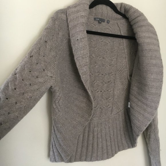 Vince Sweater Cardigan Wool Size Medium Taupe - Picture 5 of 7